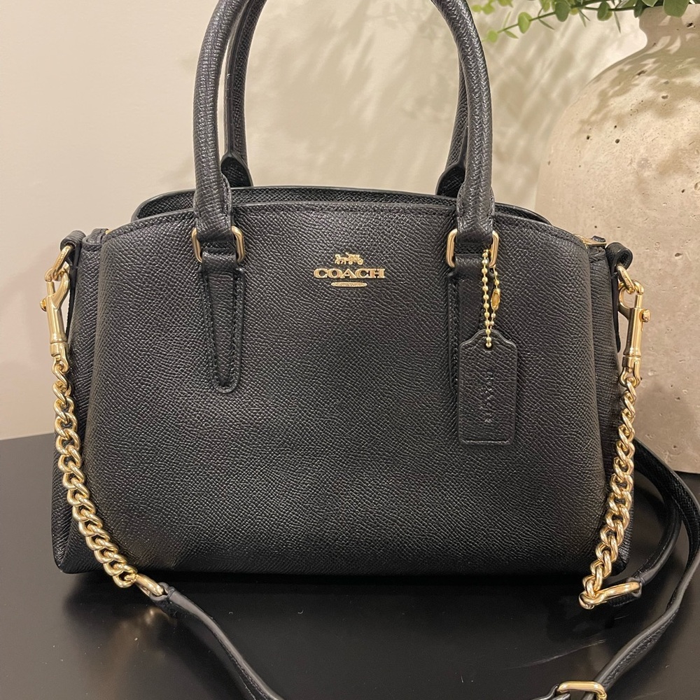 Coach Black Satchel with Gold Accents